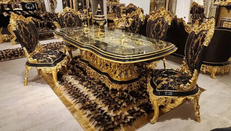 Kamelya Siyah Klasik Yemek Odası - 2