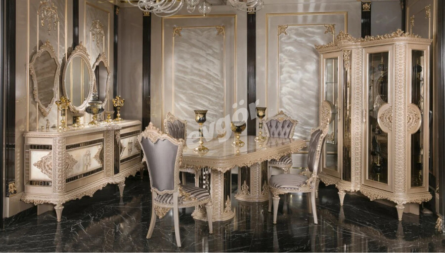 Laleli Krem Klasik Yemek Odası