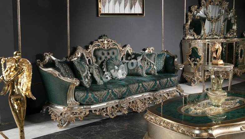 Lapseki Yeşil Klasik Üçlü Koltuk - 1