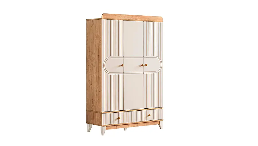 Layla Oak 3-Door Wardrobe - 1