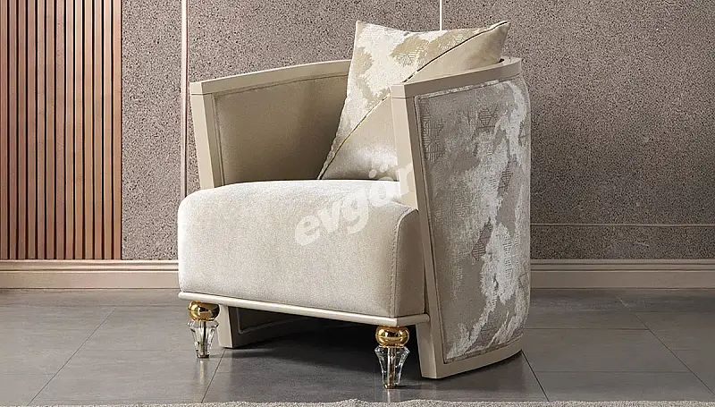 Lostar Cream Luxury Sofa Set - 4