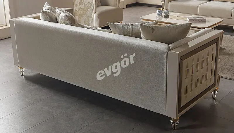 Lostar Cream Luxury Sofa Set - 3