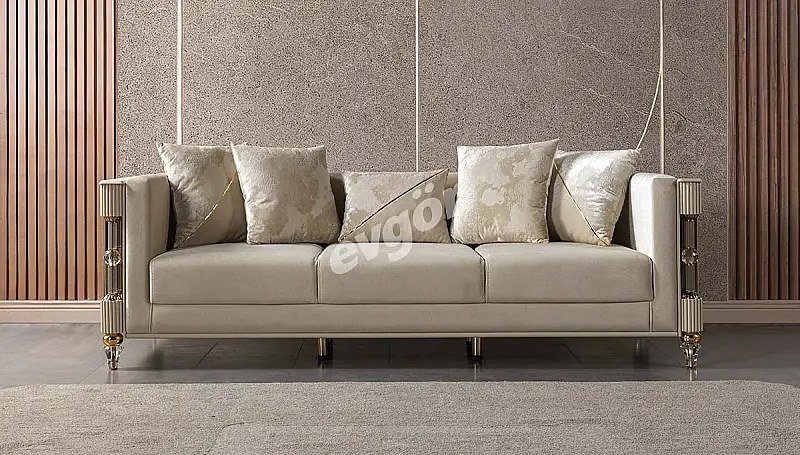 Lostar Cream Luxury Three-Seater Sofa