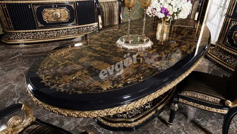 Mahaçkale Siyah Klasik Yemek Masası - 2