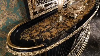 Mahaçkale Siyah Klasik Yemek Odası - 7