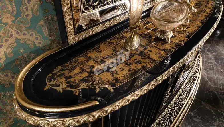 Mahaçkale Siyah Klasik Yemek Odası - 7