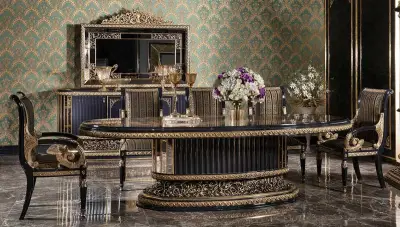 Mahaçkale Siyah Klasik Yemek Odası - 2
