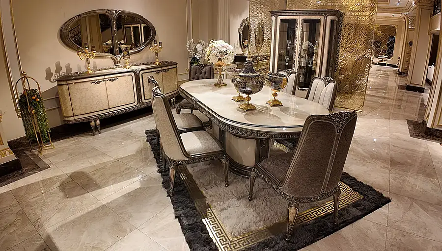 Milan Cream Luxury Dining Room Set - 1