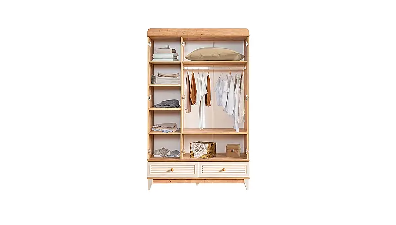 Miya Oak 3-Door Wardrobe - 2