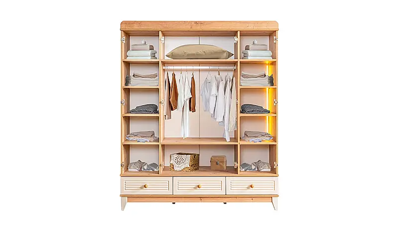 Miya Oak 4-Door Wardrobe - 2