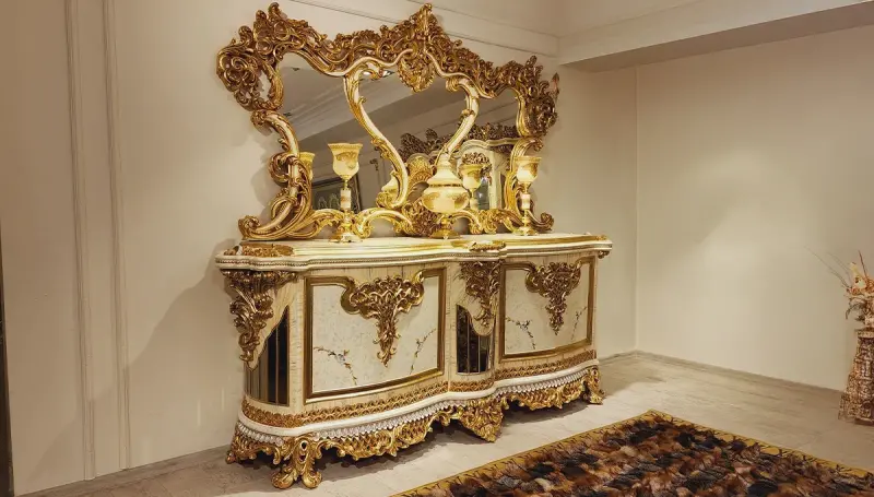 Nazende Mavi Klasik Konsol + Ayna 