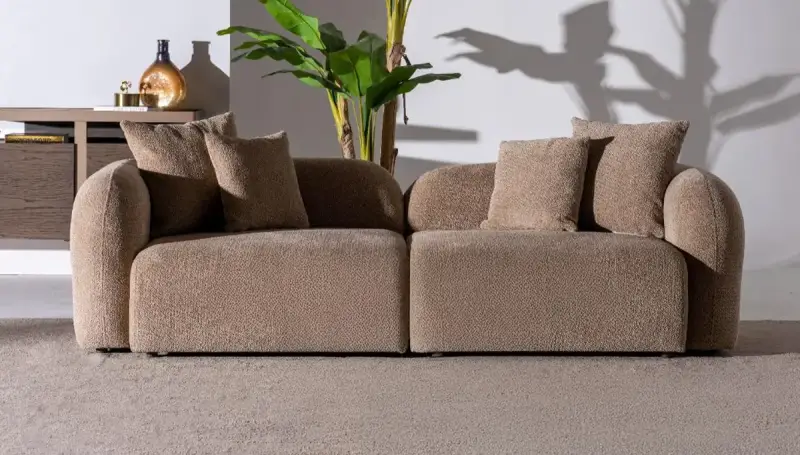 Nita Modern Brown Three-Seater Sofa