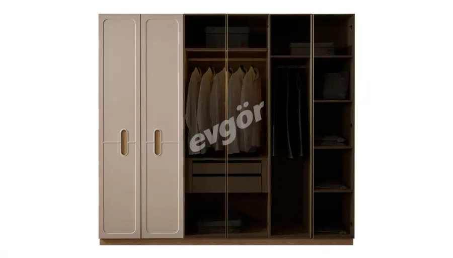 Novara Modern Gardırop (2 Boyalı+ 4 Alüminyum Kapak) - 2