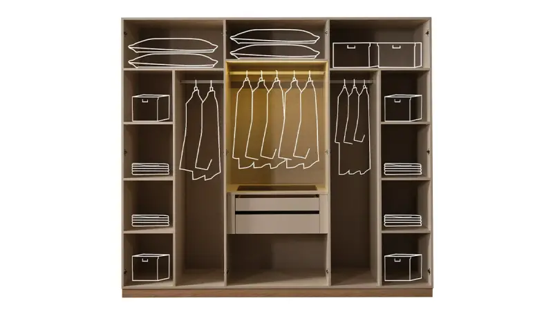 Novara Modern Gardırop (4 Boyalı+ 2 Alüminyum Kapak) - 2