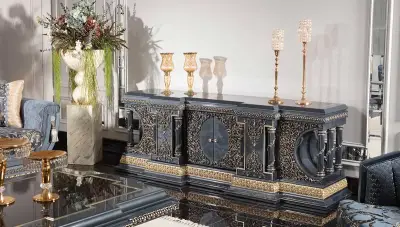 Piraye Mavi Klasik TV Sehpası