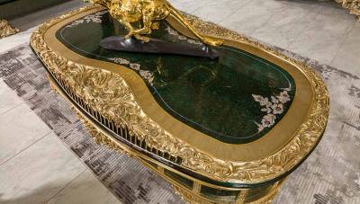 Prenses Green Classic Sofa Set - 8