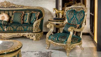 Prenses Green Classic Sofa Set - 5