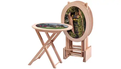 Riana Resimli Oval Çanta Coffee Table