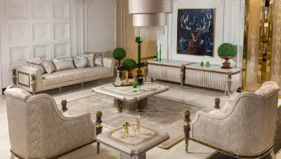 Truva Krem Lüks Koltuk Takımı - 1