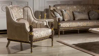 Truva Krem Lüks Koltuk Takımı - 5