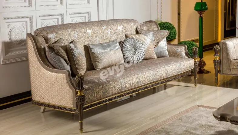 Truva Krem Lüks Üçlü Koltuk - 1