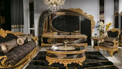 Royal Siyah Klasik Koltuk Takımı - 2