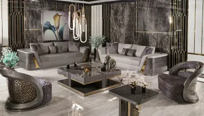 Sabrina Metal Sofa Set - 1