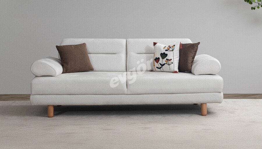 Safir Modern Beyaz Üçlü Koltuk