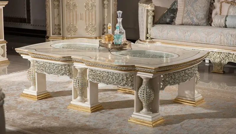 Şahmaran Beyaz Klasik Orta Sehpa - 2