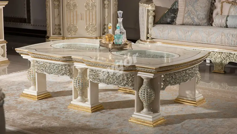 Şahmaran Beyaz Klasik Orta Sehpa - 2