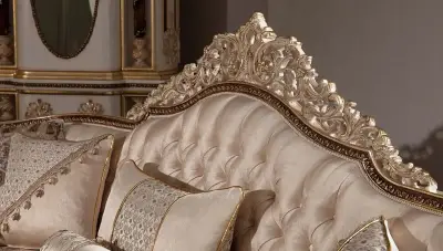 Şahmaran Krem Klasik Üçlü Koltuk - 3