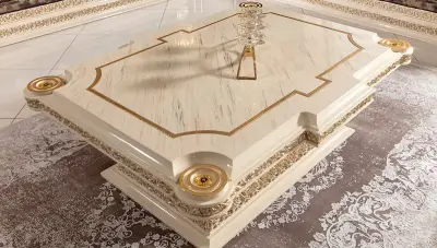 Saraylı Krem Klasik Koltuk Takımı - 4