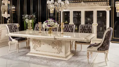 Saraylı Krem Klasik Yemek Masası