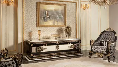 Saraylı Siyah Klasik Koltuk Takımı - 3