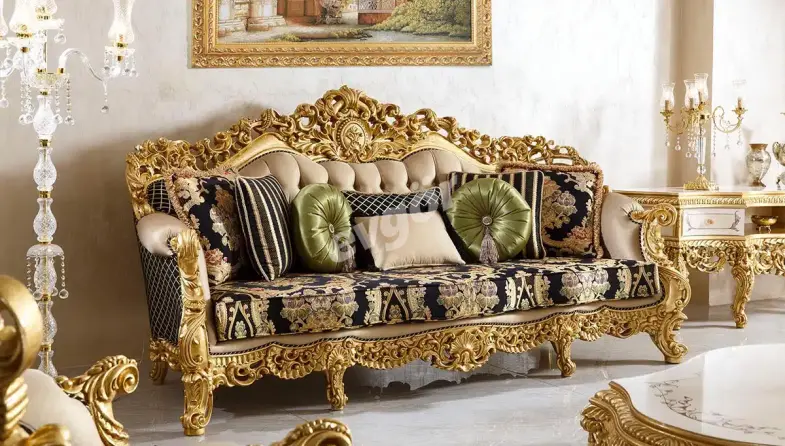 Şehrazat Lake Carved Classic Sofa Set - 3