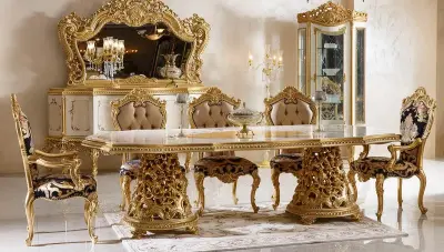 Şehrazat Lake Carved Classic Dining Room - 2