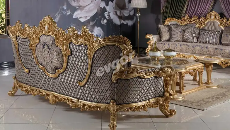 Sultan Krem Klasik Üçlü Koltuk - 2