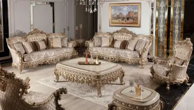 Taç Mahal Krem Klasik Koltuk Takımı - 1