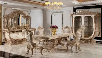 Taç Mahal Krem Klasik Yemek Odası - 1