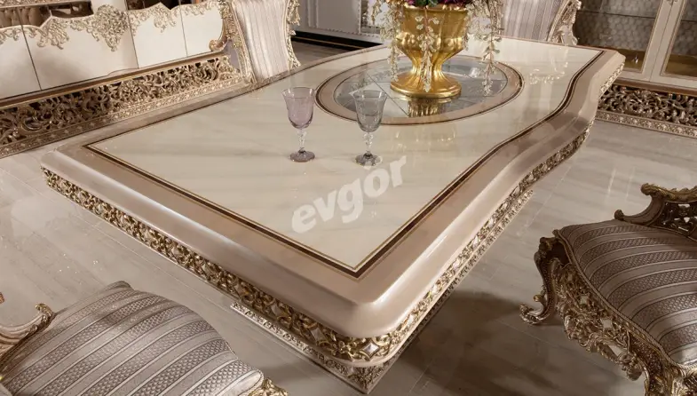 Taç Mahal Krem Klasik Yemek Odası - 3