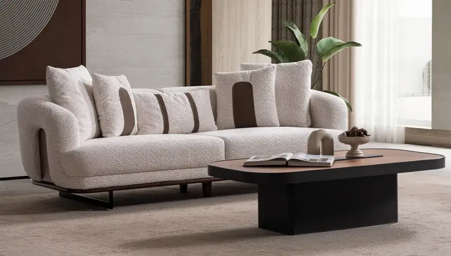 Vintera Modern Beyaz Üçlü Koltuk - 1