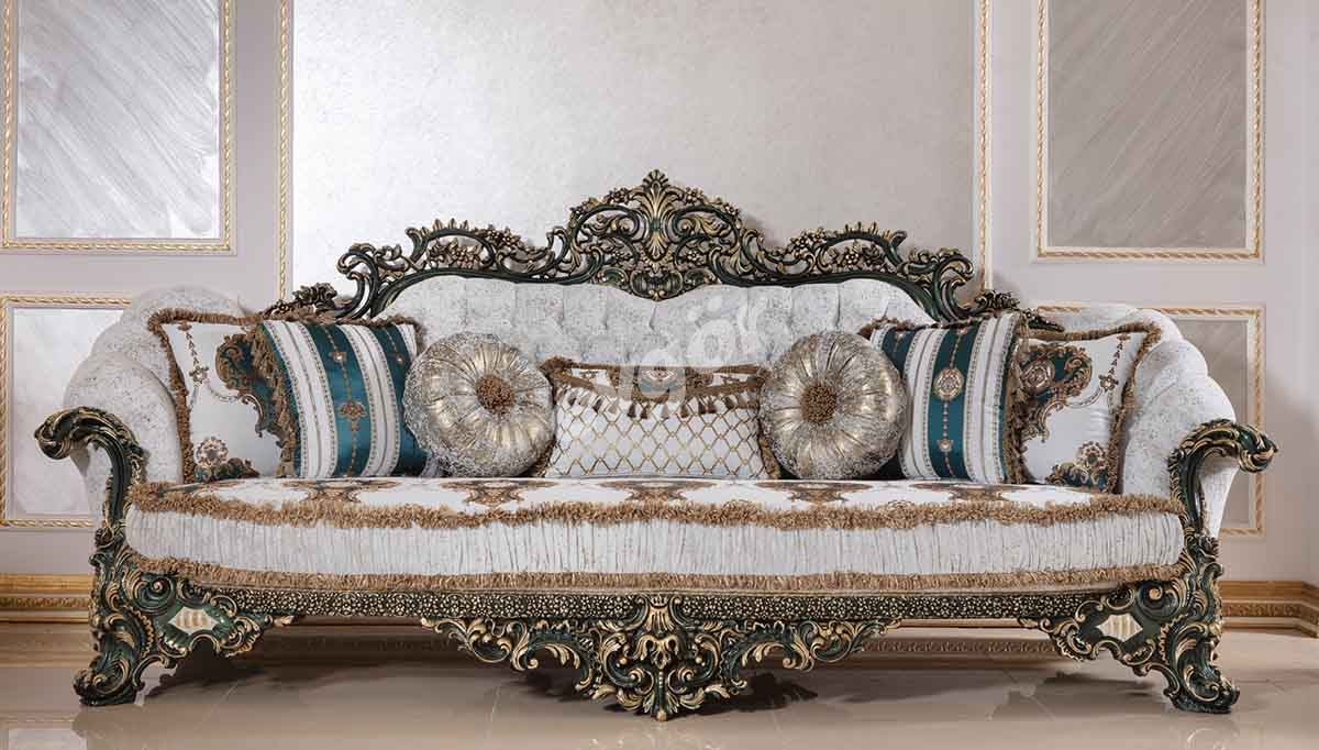 Viyola Yeşil Klasik Üçlü Koltuk - 1