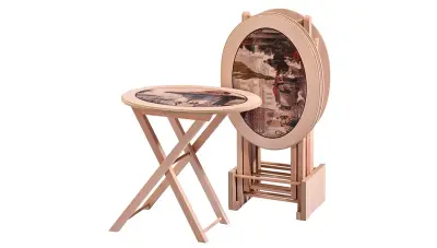 Yason Resimli Oval Çanta Coffee Table