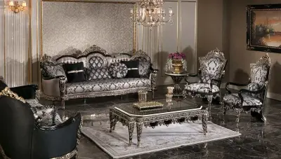 Fethiye Siyah Klasik Koltuk Takımı - 1