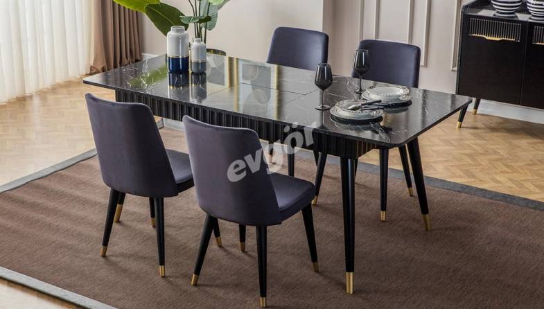 Adelya Siyah Modern Yemek Masası - 1