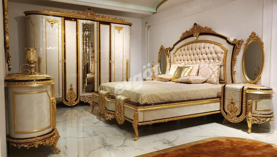 Ensemble de Chambre à Coucher Classique Asya Crème - 1