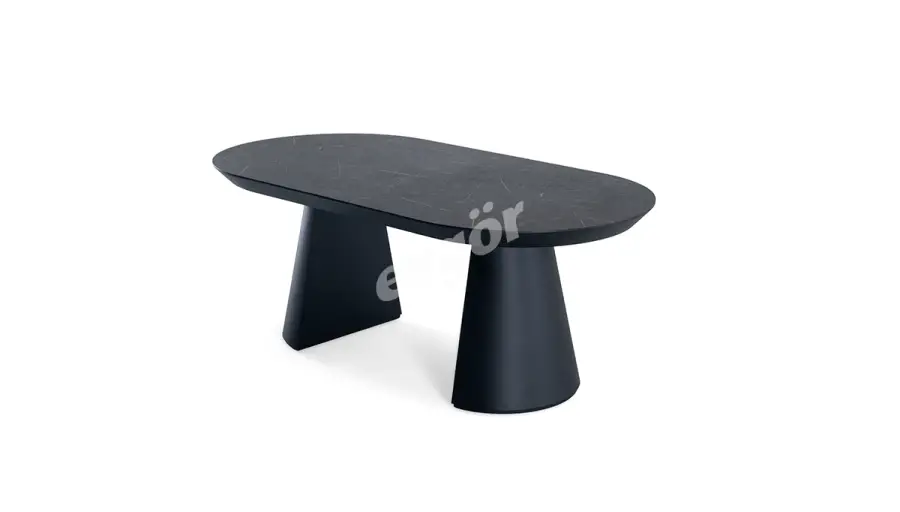 Table Ovale Extensible en Surface Pierre Barlas - 1