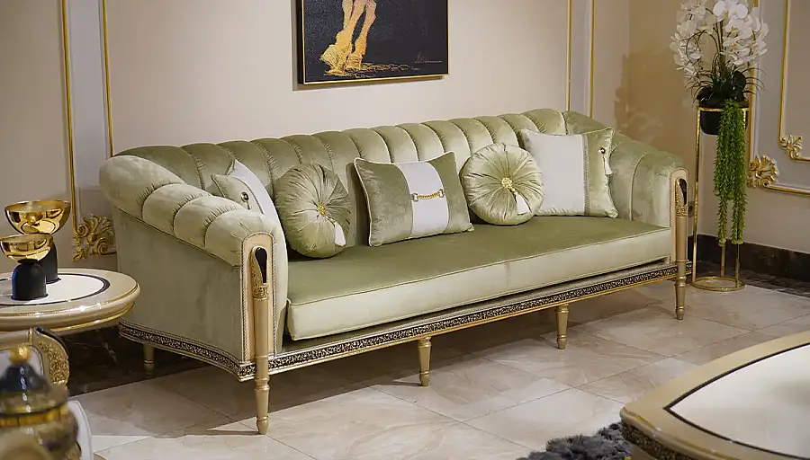 Canapé Chesterfield de Luxe Vert Barbaros - 1