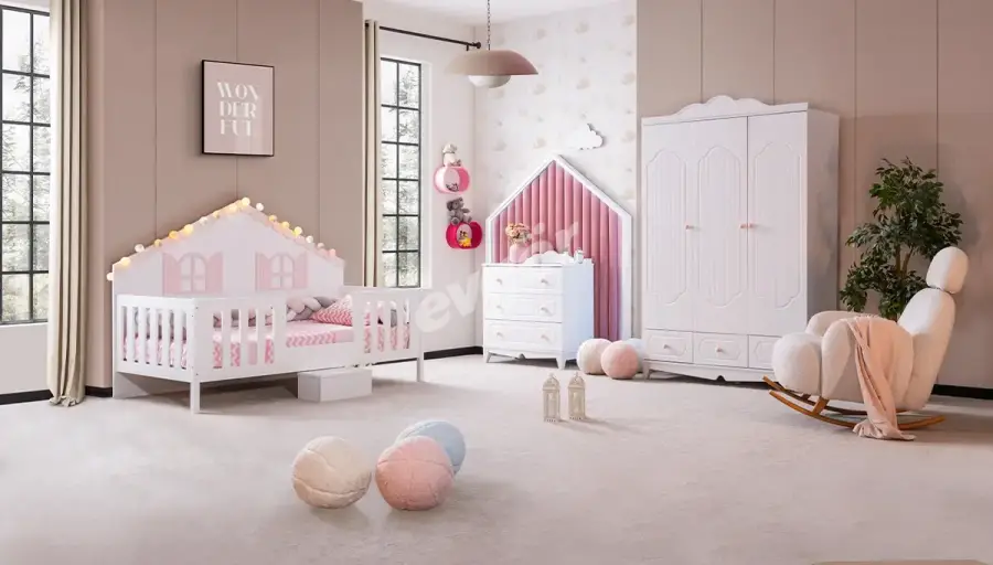 Çiçek Chambre D'enfants Rose - 1