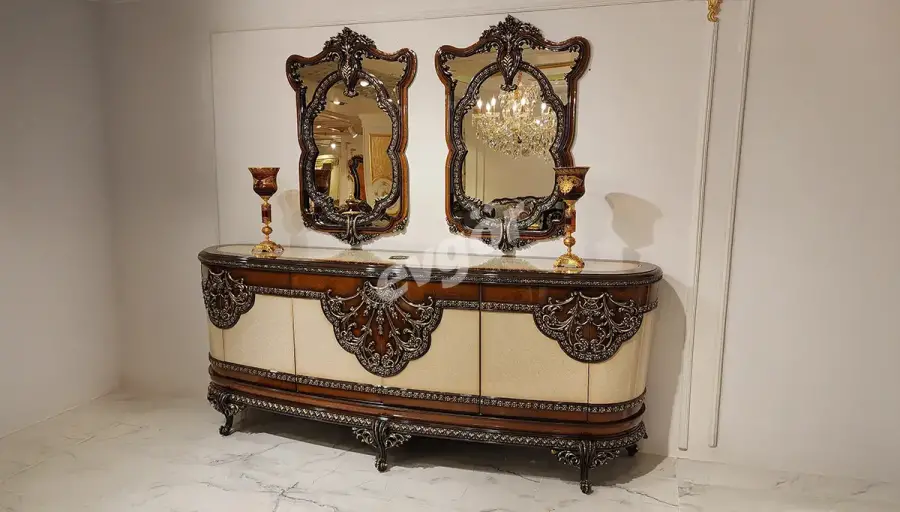 Eftelya Console Classique En Noyer + Miroir - 1